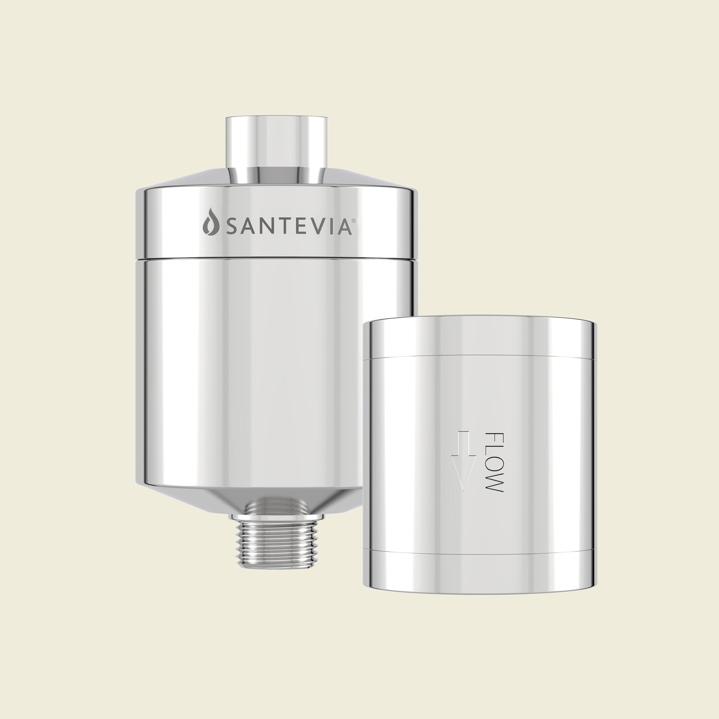 Santevia water filter on a beige background