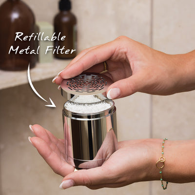 Santevia Shower Filter  has a refillable metal filter