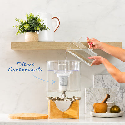 Santevia Glass Water System Filters Contamiants from your drinking water