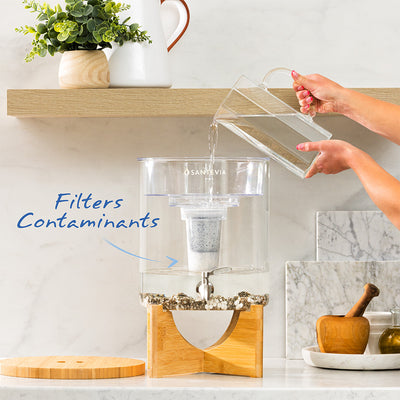 Santevia Glass Water System Filters Contaminants from your drinking water