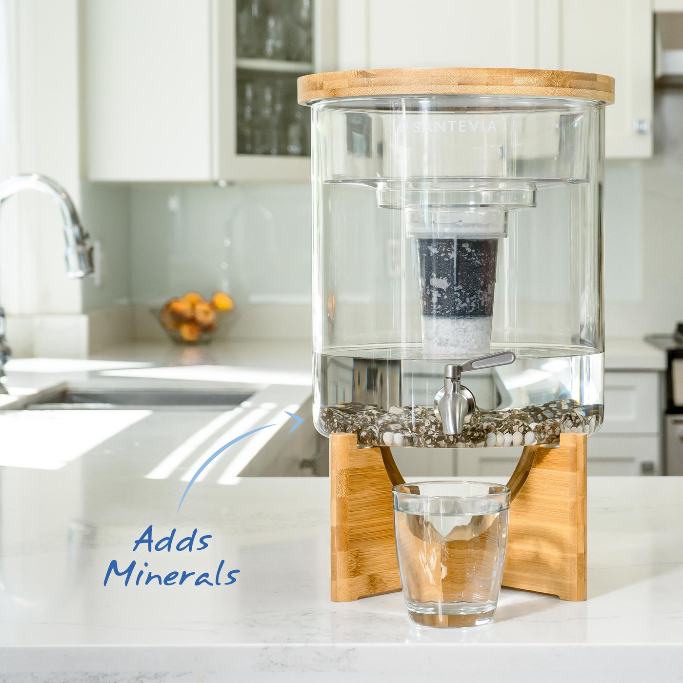 The Santevia Glass Water System Adds Healthy Minerals to your water