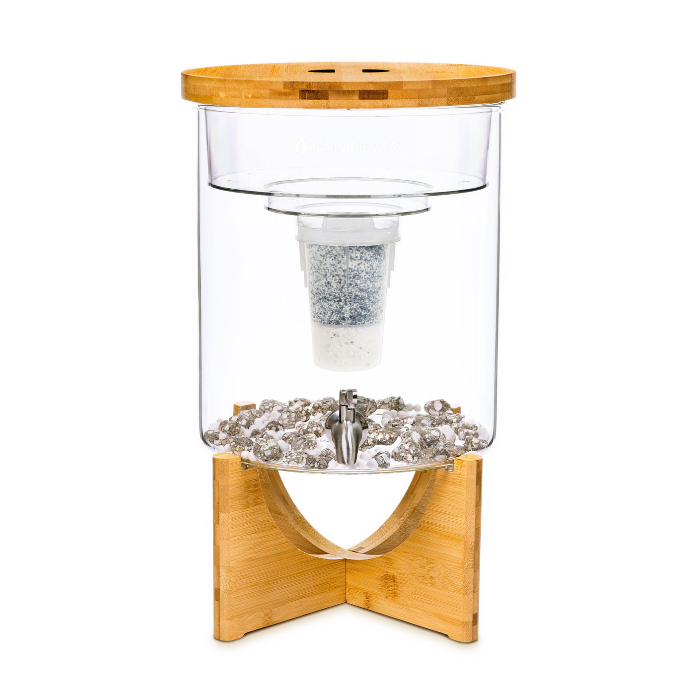 Santevia Glass Water System with a MINA Fluoride Filter