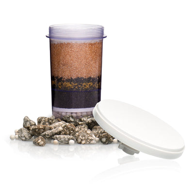 Gravity Water System Fluoride Filter combo pack a includes 1 Fluoride Filter, 1 Ceramic Pre-filter, and Mineral Stones