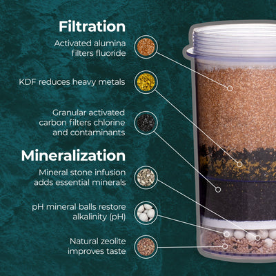 The Santevia Gravity Water System Flouride Filter Materials#model_countertop
