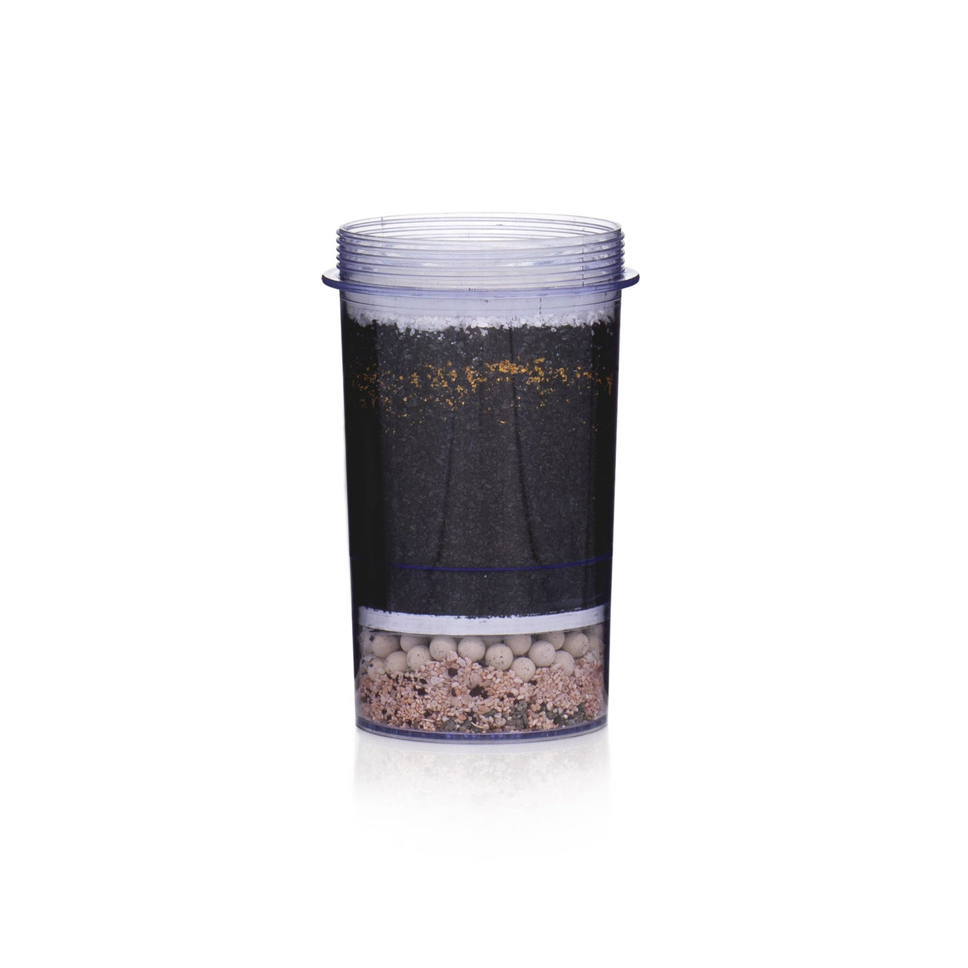 The Santevia Gravity Water System 5-stage Filter will raise the pH level by 2.0, filter lead and chlorine, and add calcium & magnesium.#filter-type_5-stage-filter