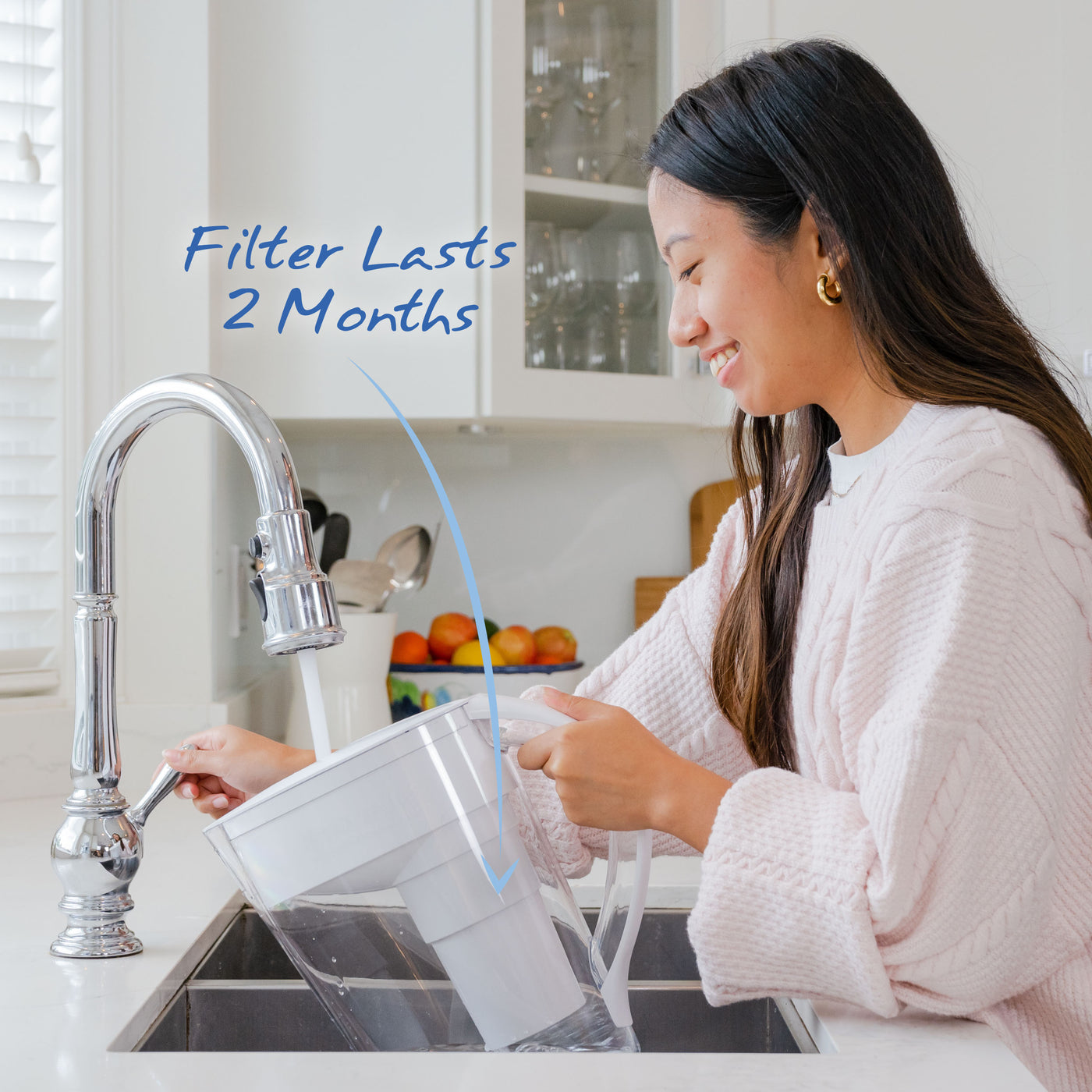 The Santevia MINA Alkaline Pitcher filters will last for 2 months#color_white